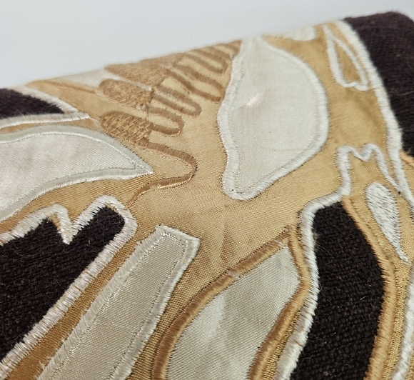 VINTAGE Lawrence Bentley Brown Floral Embroidered Brown Clutch Wristlet Bag - Picture 4 of 9